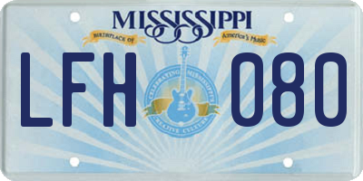 MS license plate LFH080