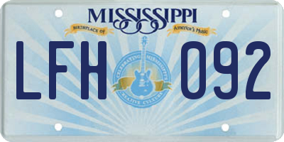 MS license plate LFH092