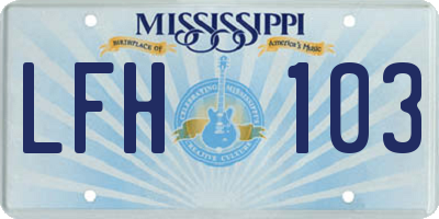 MS license plate LFH103