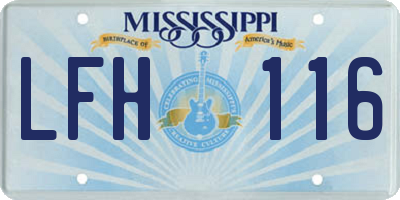 MS license plate LFH116