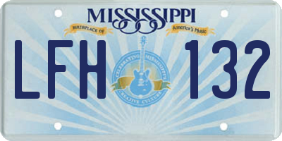 MS license plate LFH132