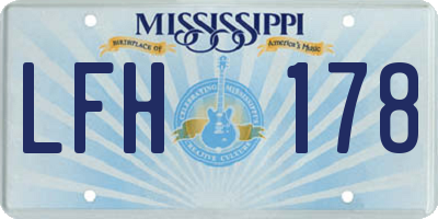 MS license plate LFH178