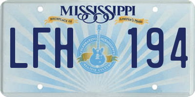 MS license plate LFH194