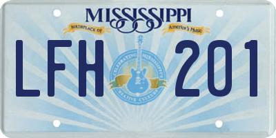 MS license plate LFH201