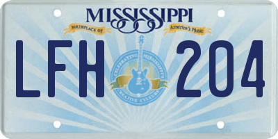 MS license plate LFH204