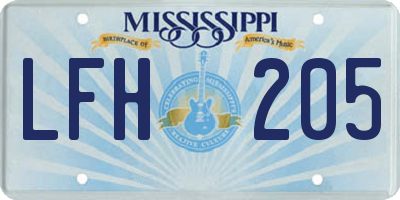 MS license plate LFH205
