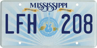 MS license plate LFH208