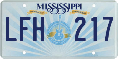 MS license plate LFH217