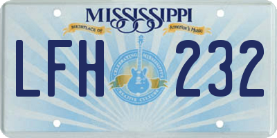 MS license plate LFH232