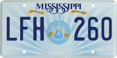 MS license plate LFH260