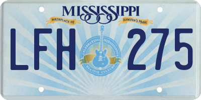 MS license plate LFH275