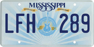 MS license plate LFH289