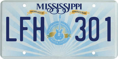 MS license plate LFH301