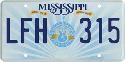 MS license plate LFH315