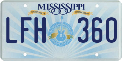 MS license plate LFH360