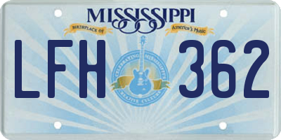 MS license plate LFH362