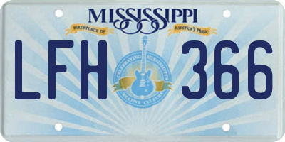 MS license plate LFH366