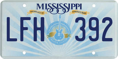 MS license plate LFH392