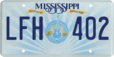 MS license plate LFH402
