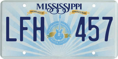MS license plate LFH457