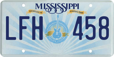 MS license plate LFH458