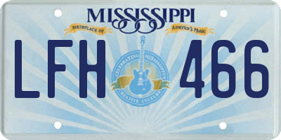 MS license plate LFH466