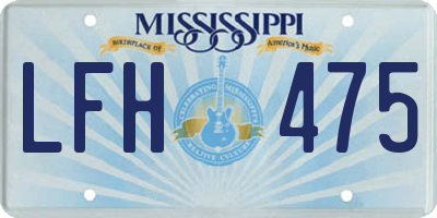 MS license plate LFH475