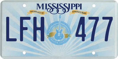 MS license plate LFH477
