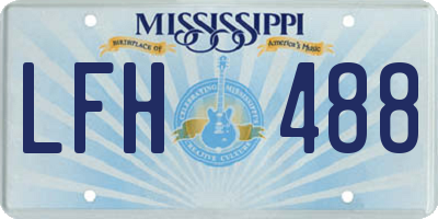 MS license plate LFH488