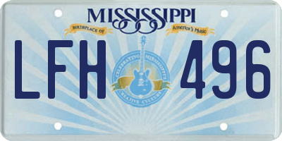 MS license plate LFH496