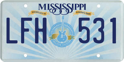MS license plate LFH531