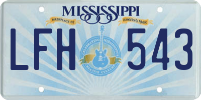 MS license plate LFH543