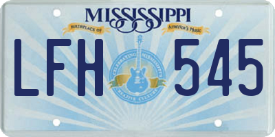 MS license plate LFH545