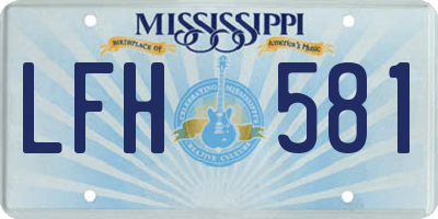 MS license plate LFH581