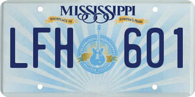 MS license plate LFH601