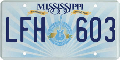 MS license plate LFH603