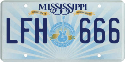 MS license plate LFH666