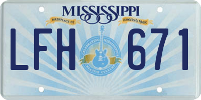 MS license plate LFH671