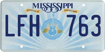MS license plate LFH763