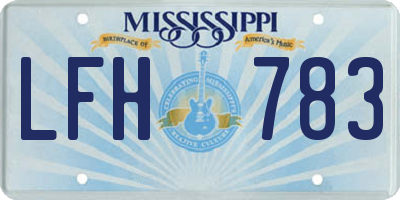 MS license plate LFH783