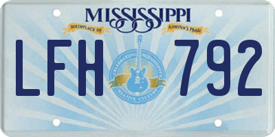 MS license plate LFH792