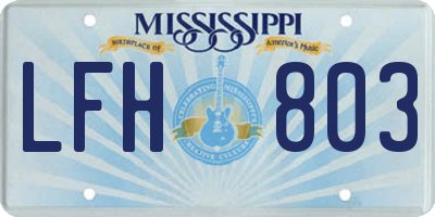 MS license plate LFH803