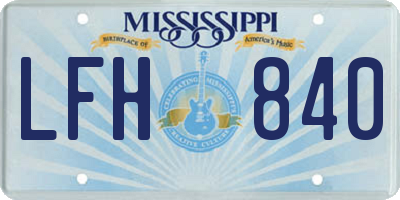 MS license plate LFH840