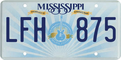 MS license plate LFH875