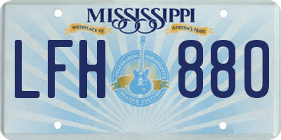 MS license plate LFH880