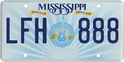 MS license plate LFH888