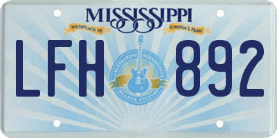 MS license plate LFH892