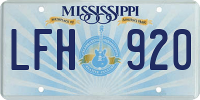 MS license plate LFH920