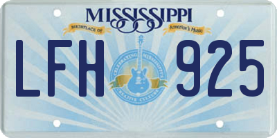 MS license plate LFH925
