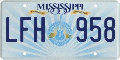 MS license plate LFH958